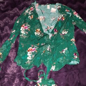 NWT green shirt with floral